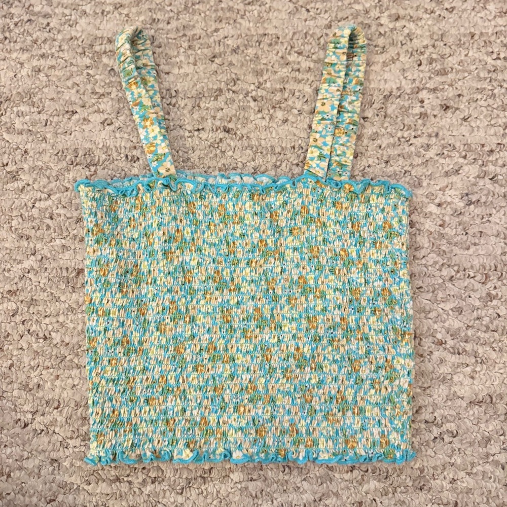 Arizona Jean Company Blue and Yellow Knit Camisole